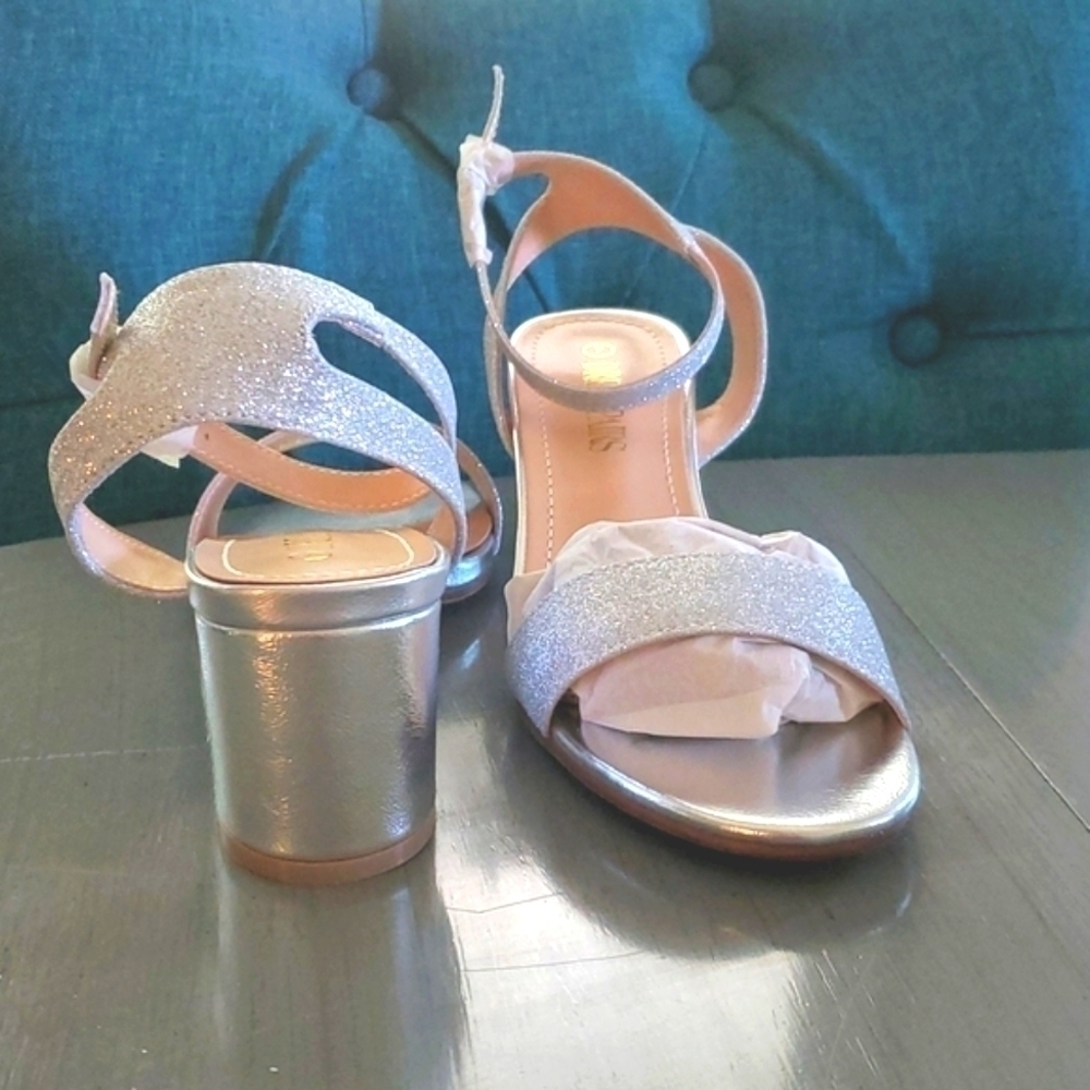 Dream Pair| Silver Glitter Heels Sparkle Dance Evening Bling Womens Sz.7